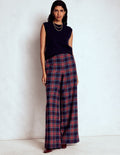Belgravia Wool Blend Trousers-Navy, Green and Red Check