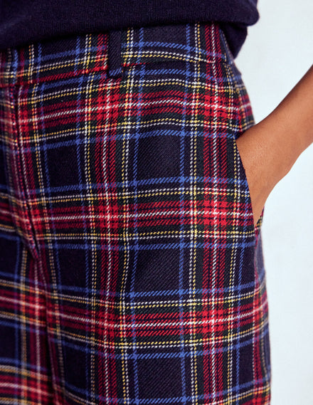 Belgravia Wool Trousers-Navy, Green and Red Check
