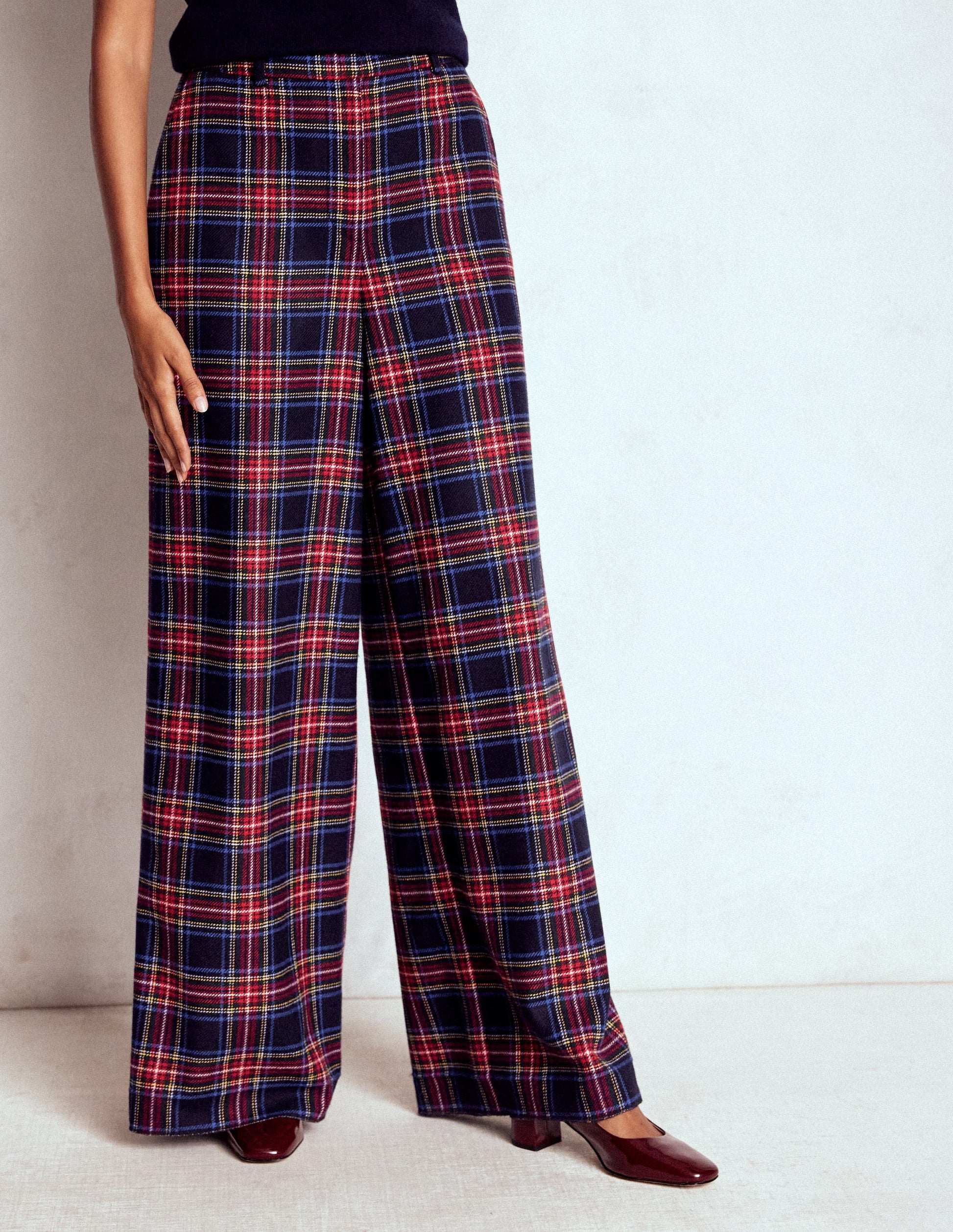 Belgravia Wool Trousers-Navy, Green and Red Check-5