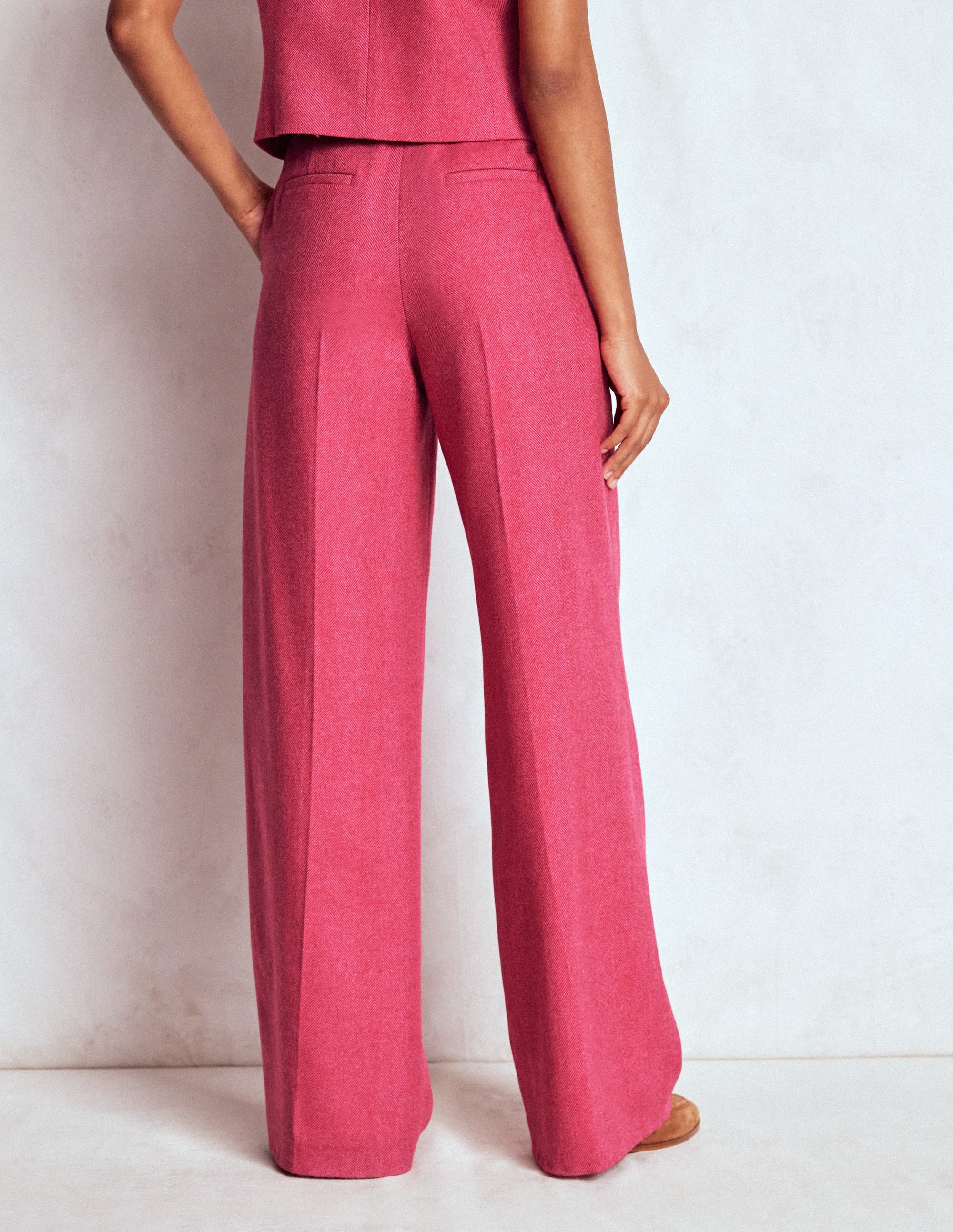 Belgravia Wool Blend Trousers-Red and Pink Wide Herringbone - Image 3