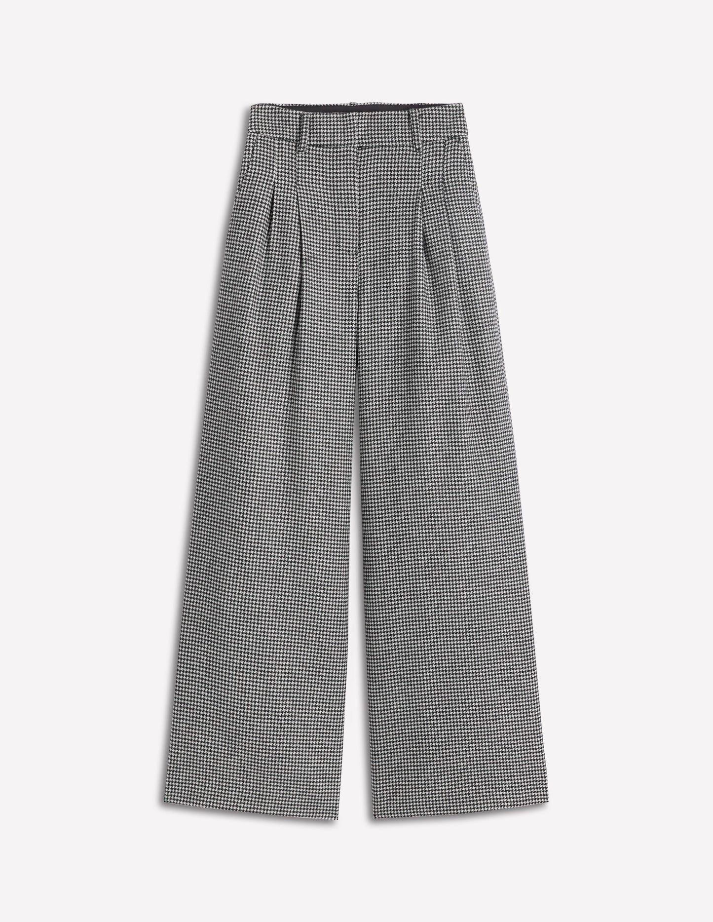 Kensington Wool Trousers-Black and Ivory Puppytooth