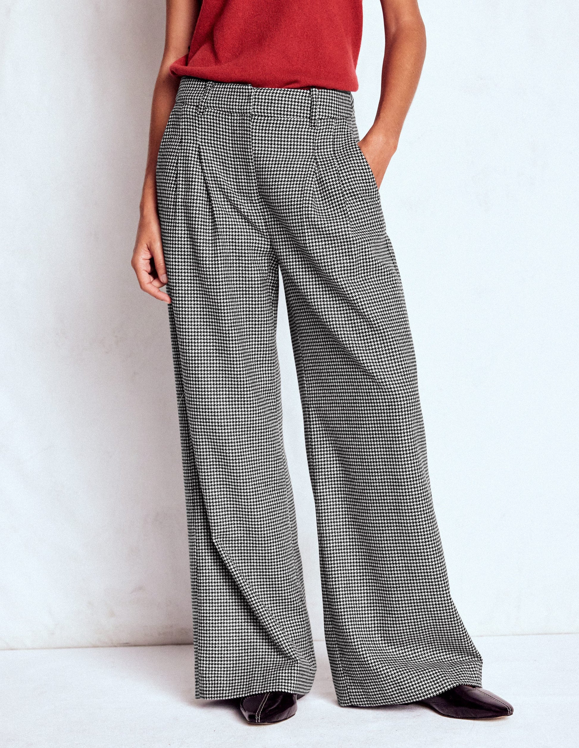 Kensington Wool Trousers-Black and Ivory Puppytooth-4