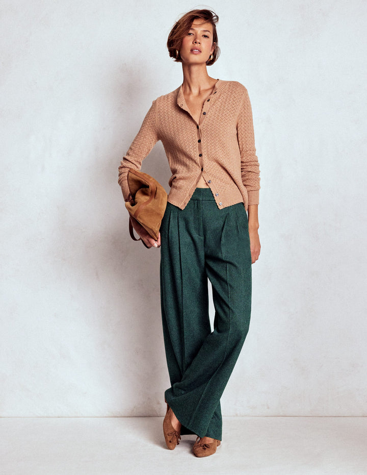 Kensington Wool Trousers-Green and Navy Herringbone