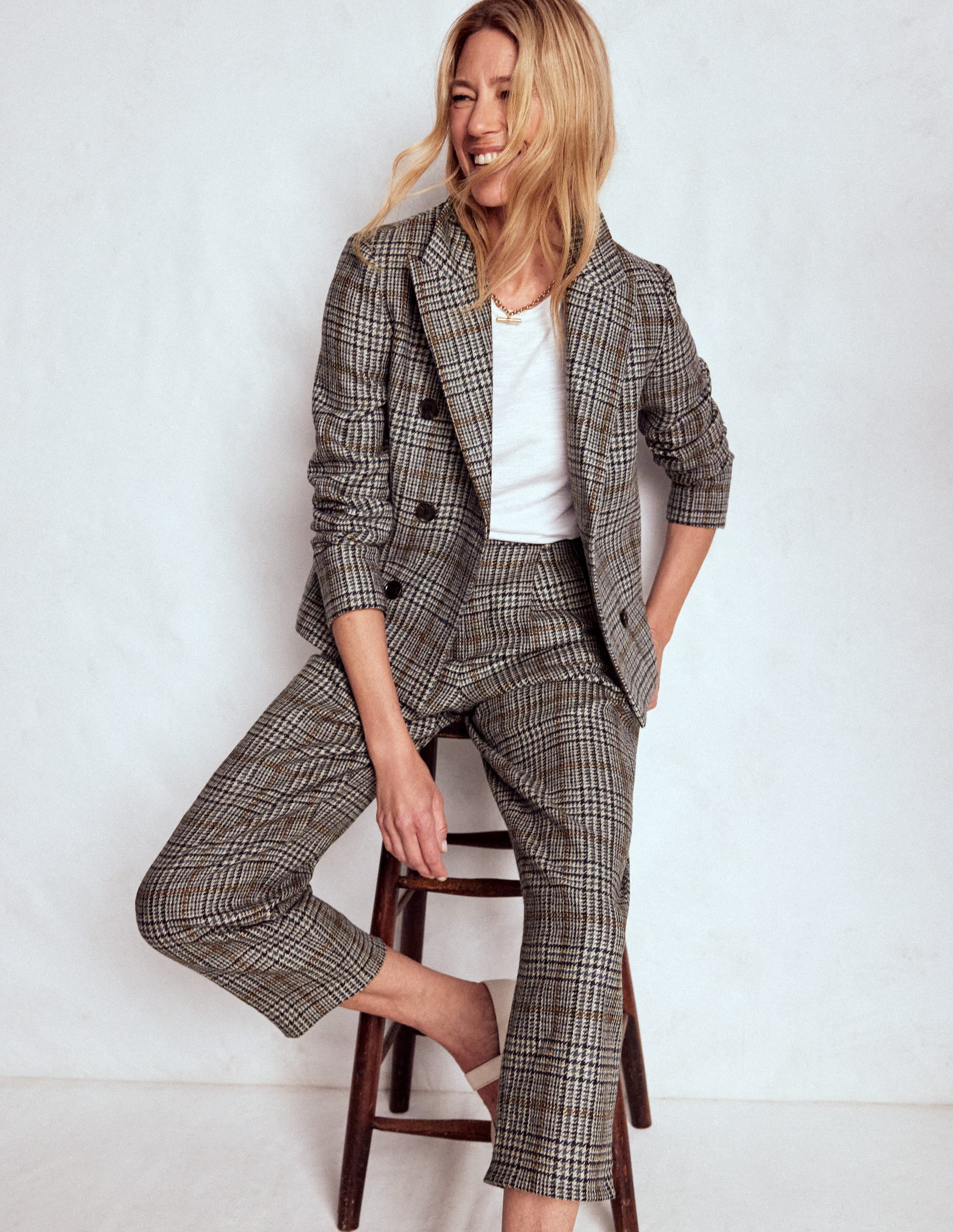 Bloomsbury Wool Trousers-Blue and Grey Prince of Wales - Image 1