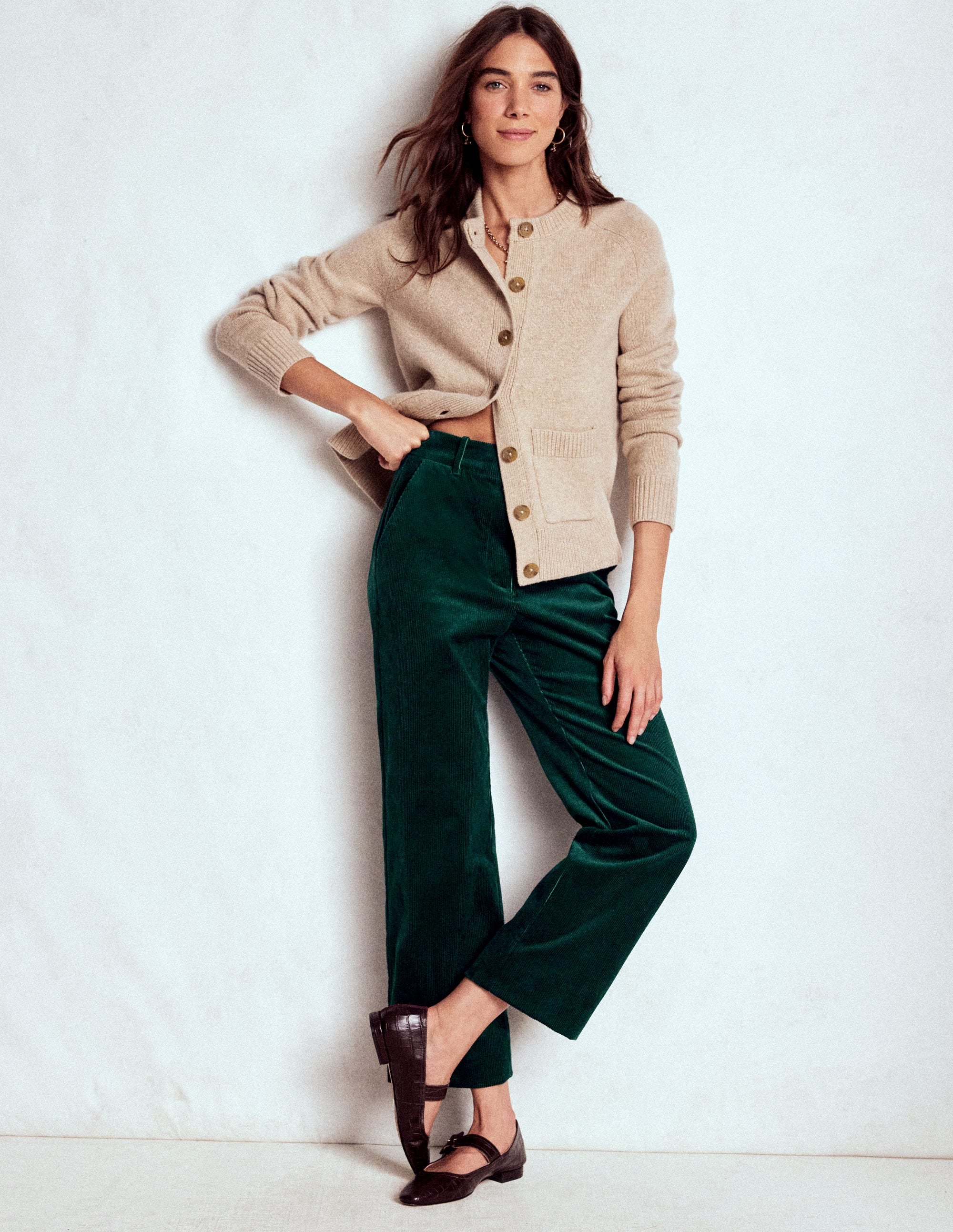 Canonbury Cord Trousers-Emerald Night - Image 1