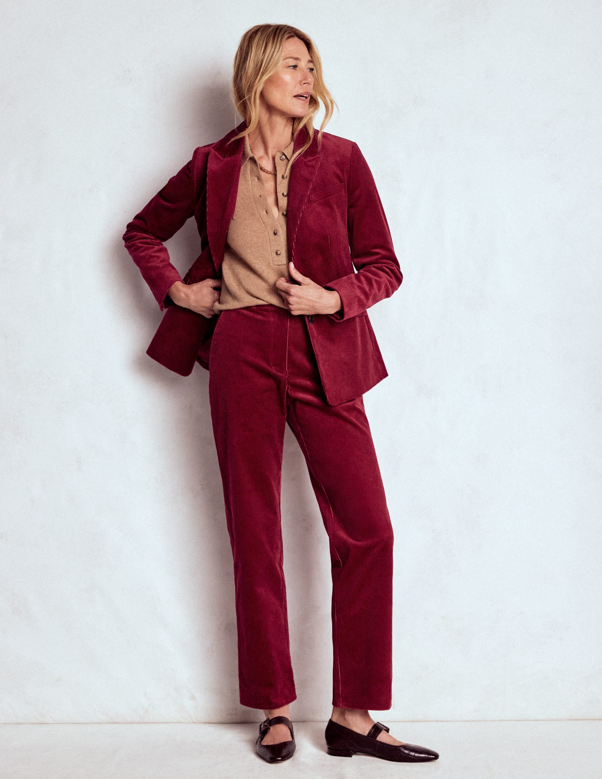 Canonbury Cord Trousers-Burgundy Red - Image 1