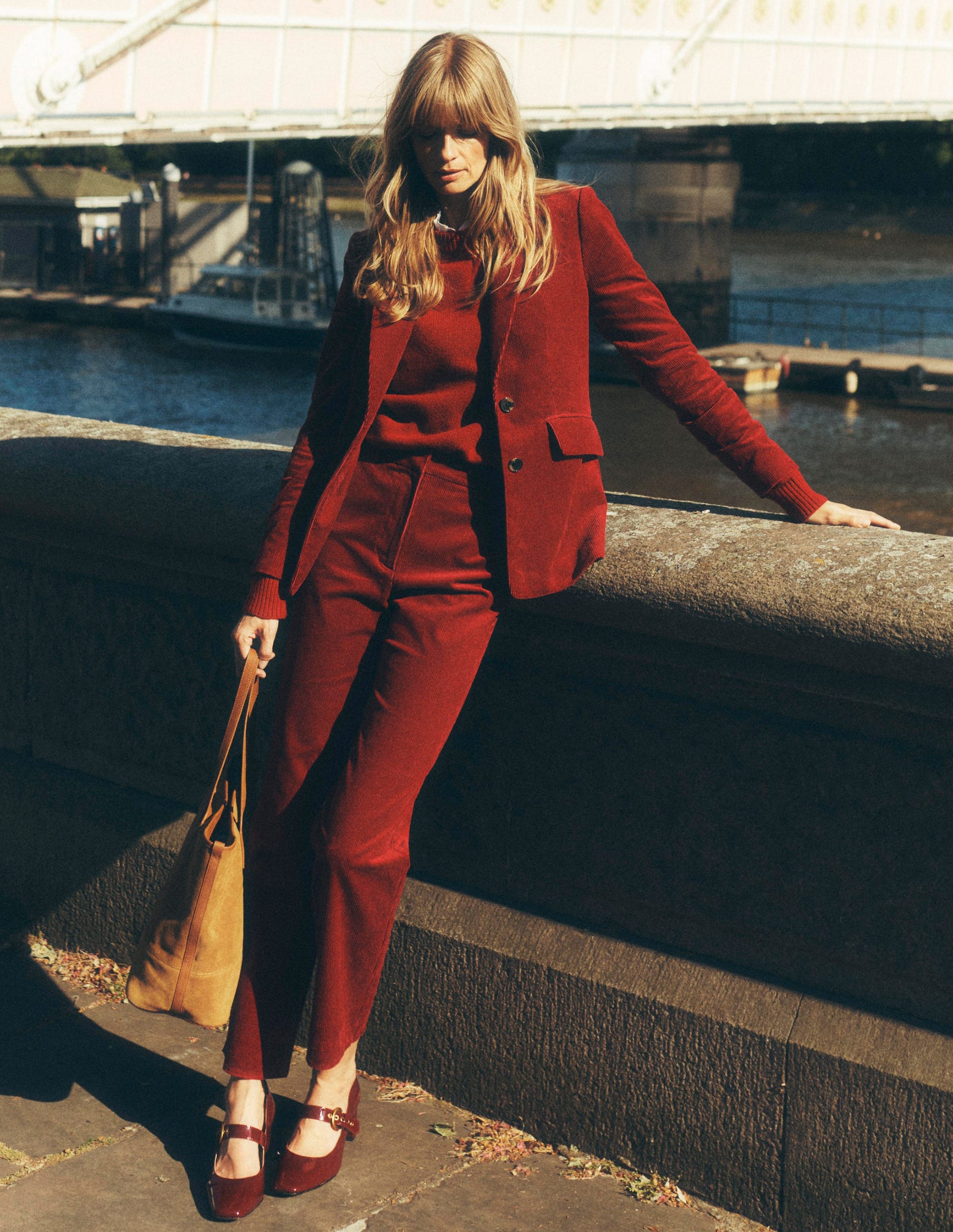 Canonbury Cord Trousers-Burgundy Red-1