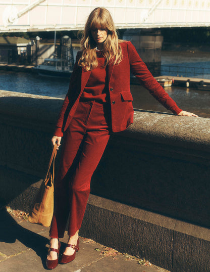 Canonbury Cord Trousers-Burgundy Red-1