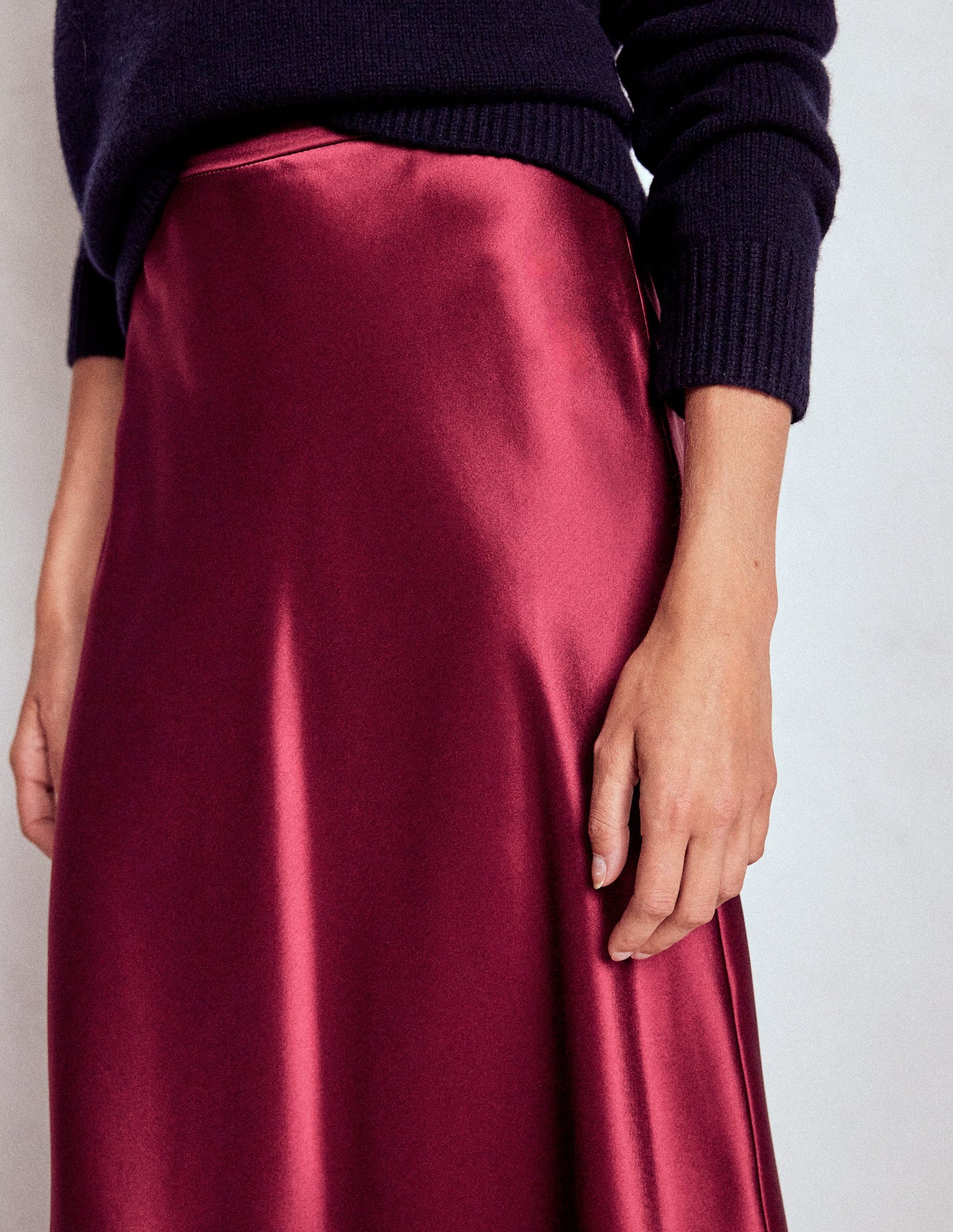 Bias Cut Slip Skirt-Chestnut