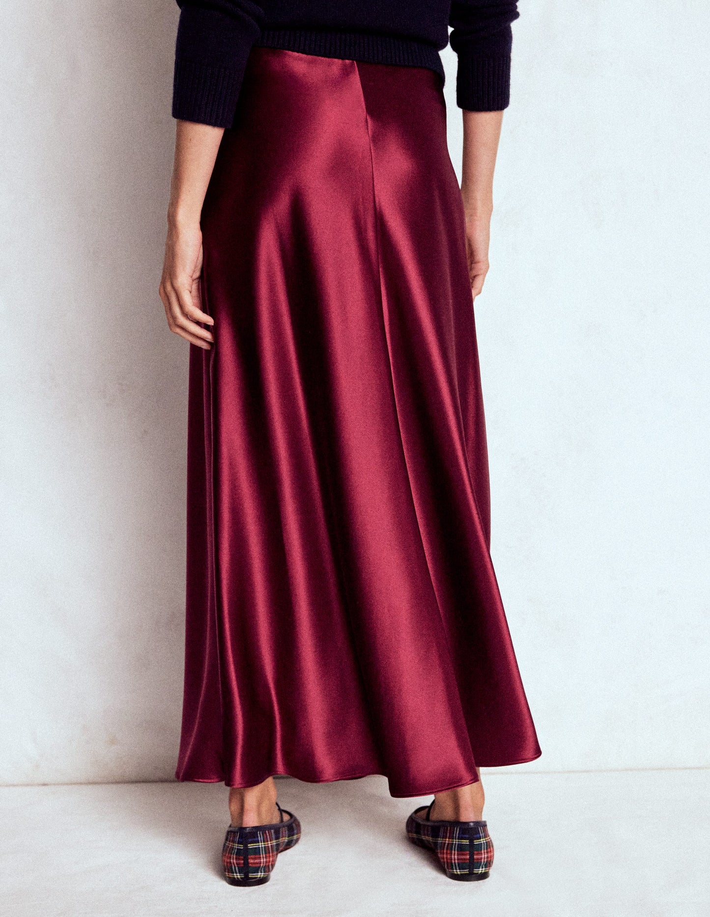 Bias Cut Slip Skirt-Chestnut