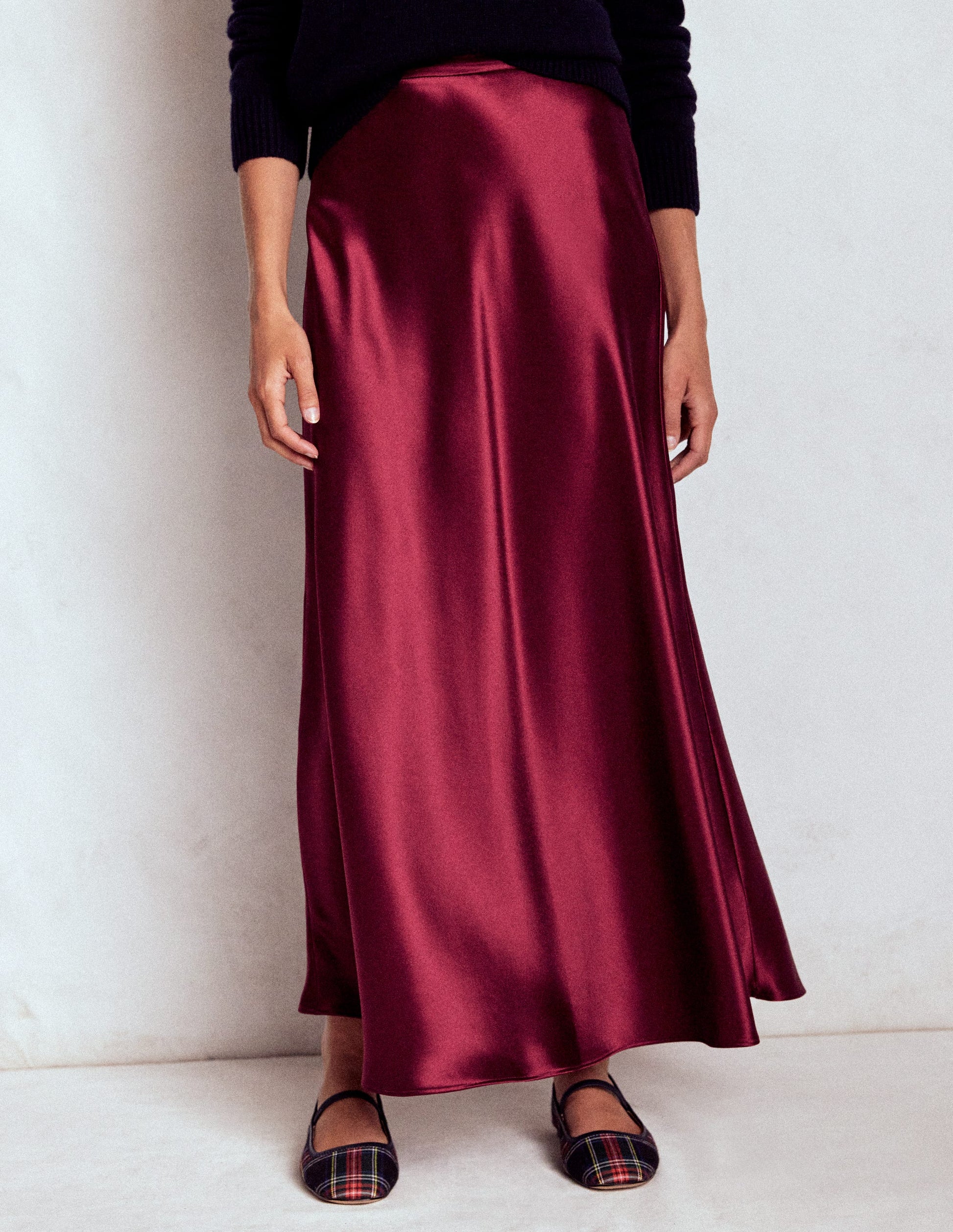 Bias Cut Slip Skirt-Chestnut-4