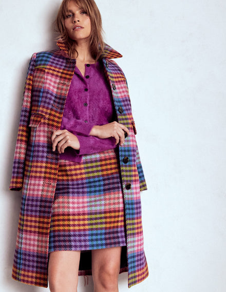 Gia Wool Short Skirt-Rainbow Blanket MultiGingham