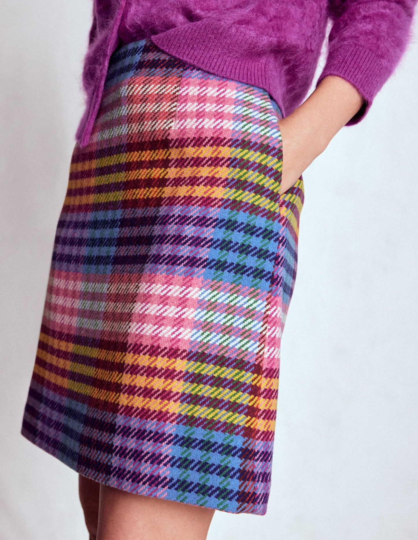 Gia Wool Short Skirt-Rainbow Blanket MultiGingham