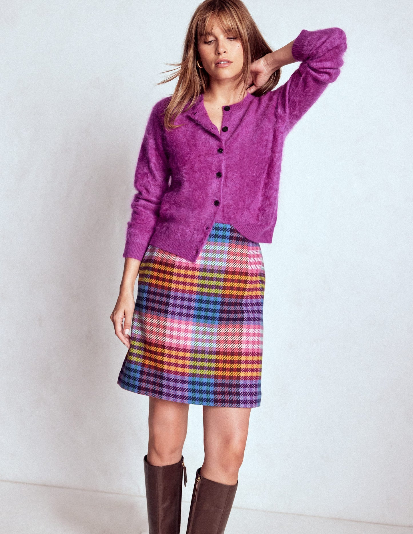 Gia Wool Short Skirt-Rainbow Blanket MultiGingham