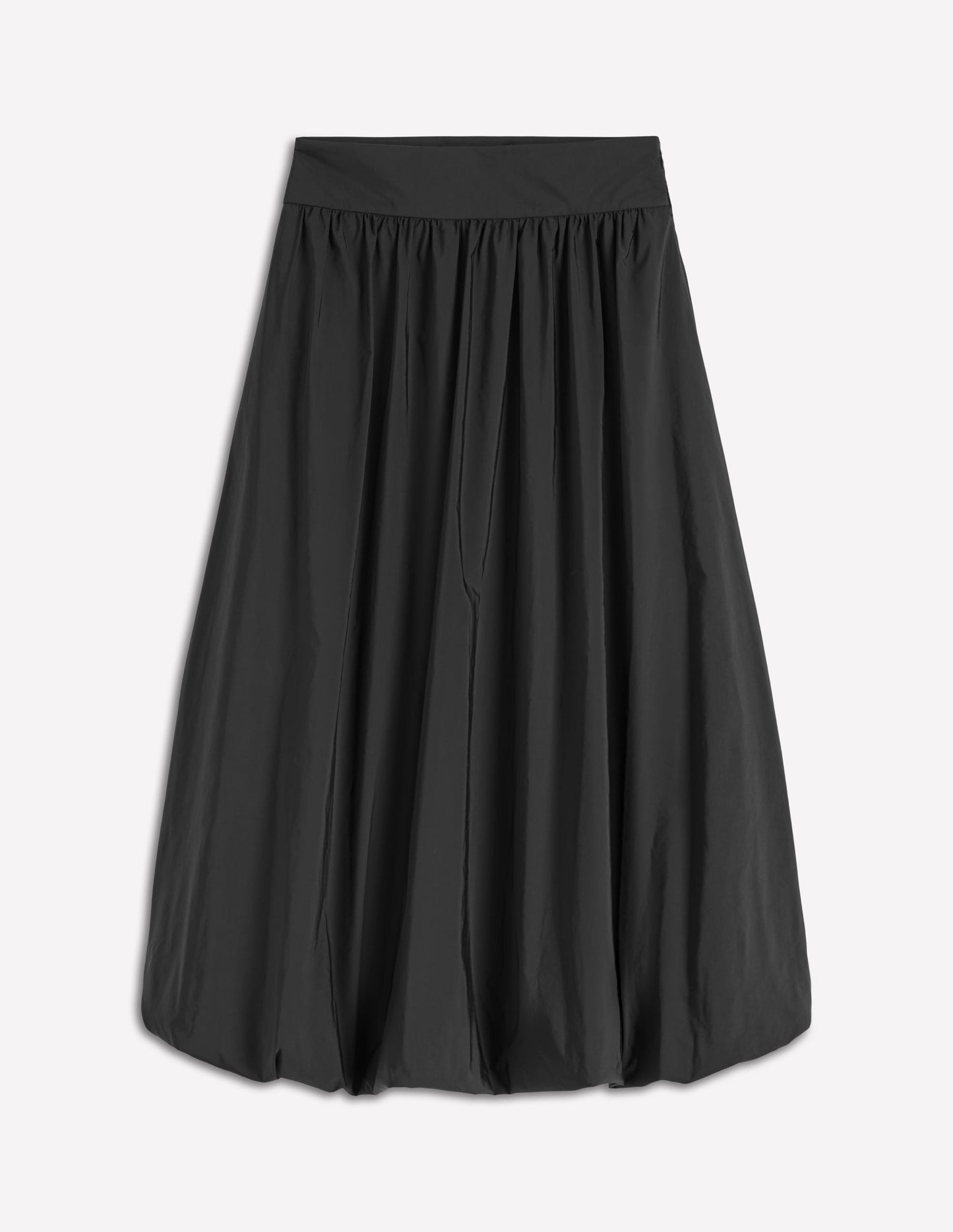 Bubble Hem Midi Skirt-Black