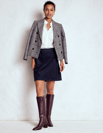 Helen Cord Kilt Skirt-Navy-6
