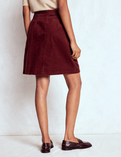Helen Cord Kilt Skirt-Chestnut-4