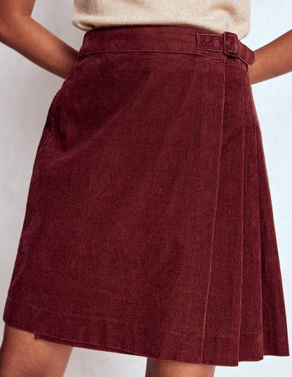 Helen Cord Kilt Skirt-Chestnut-5