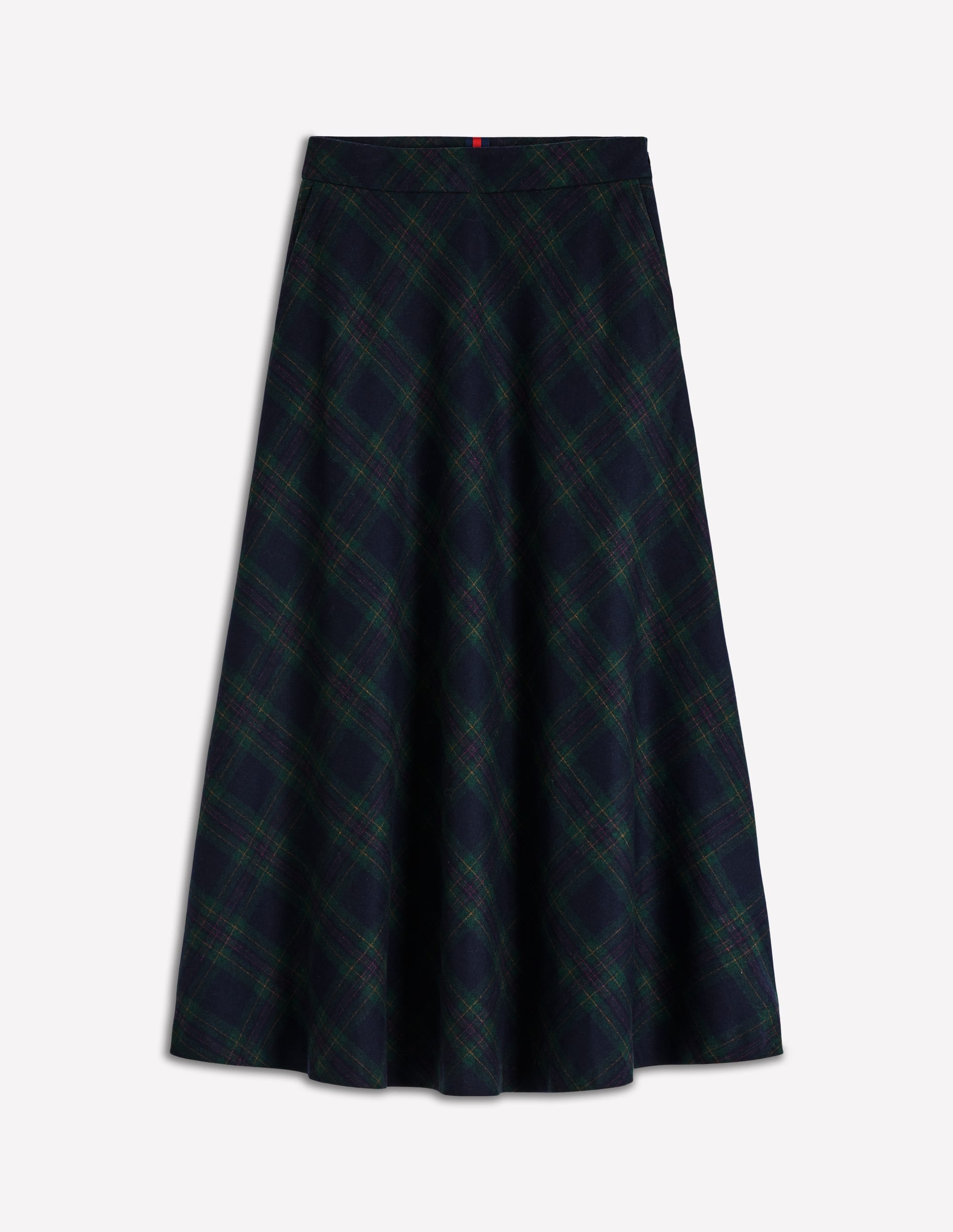 Hayley Wool Midi Skirt-Navy and Green Tonal Check - Image 6