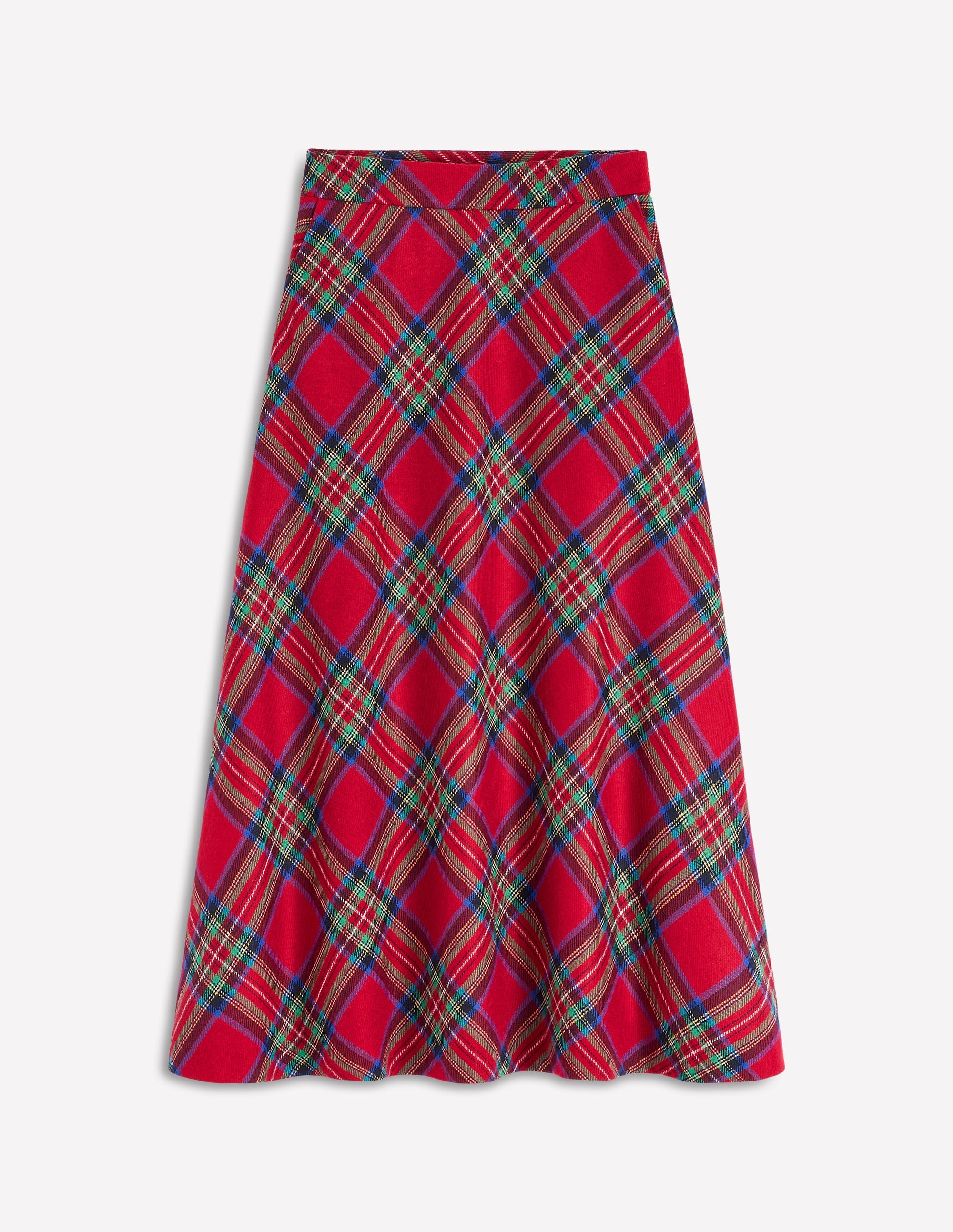 Hayley Wool Midi Skirt-Red, Blue and Green Check - Image 6
