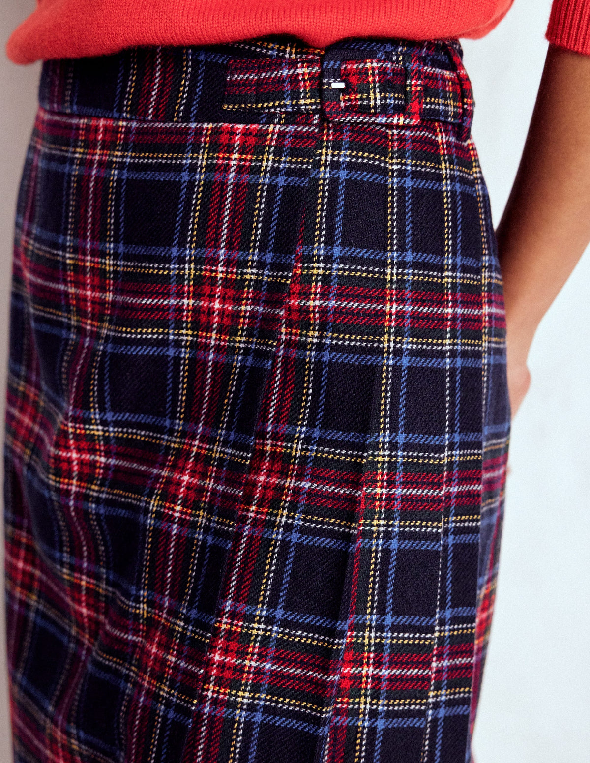 Helen Wool Kilt Skirt-Navy, Green and Red Check - Image 2