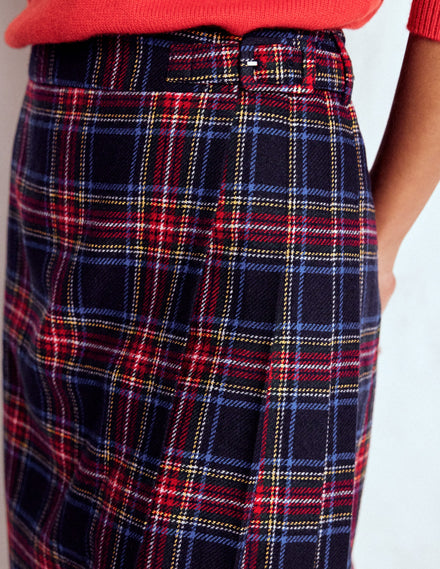 Helen Wool Kilt Skirt-Navy, Green and Red Check