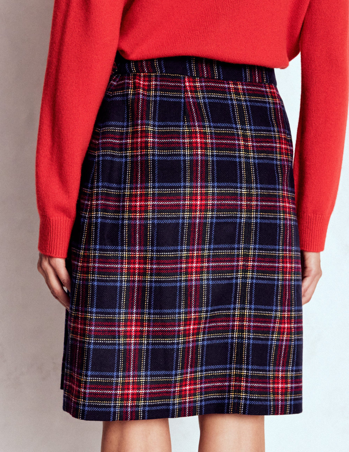 Helen Wool Kilt Skirt-Navy, Green and Red Check - Image 3