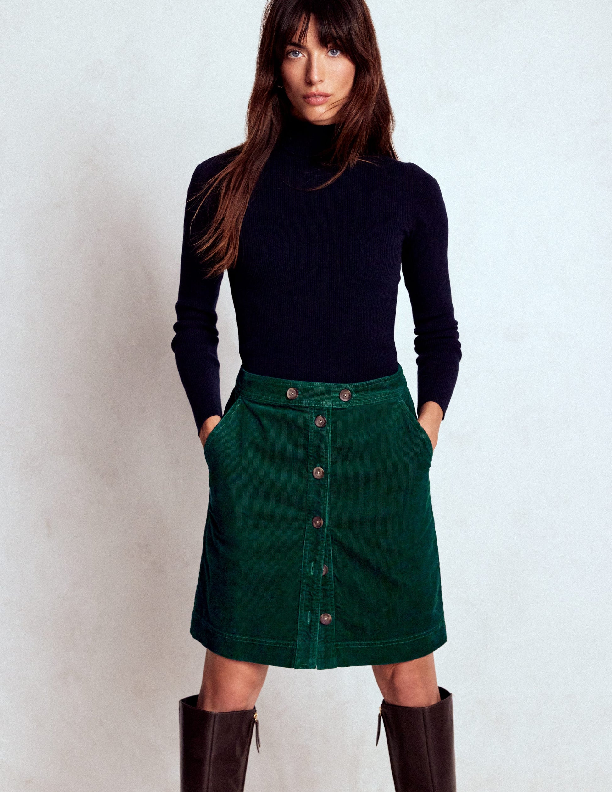 Cecelia Cord Skirt-Emerald Night-1