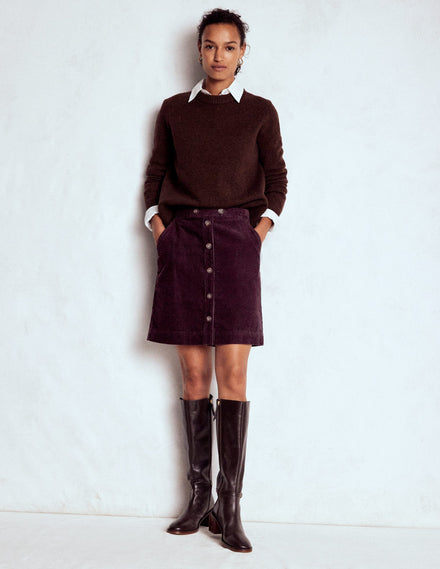 Cecelia Cord Skirt-Deep Aubergine