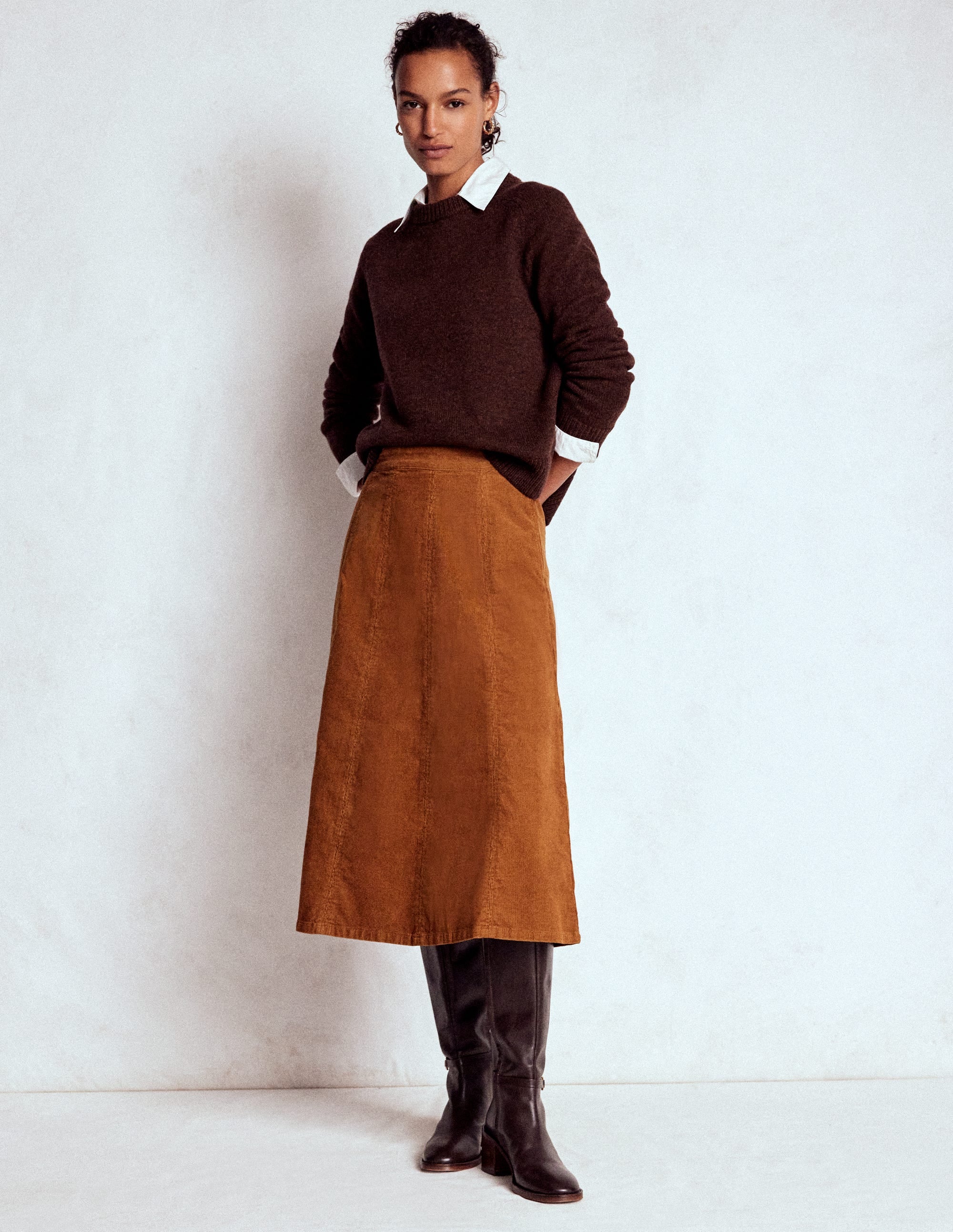 Joy Cord Midi Skirt-Ginger - Image 1