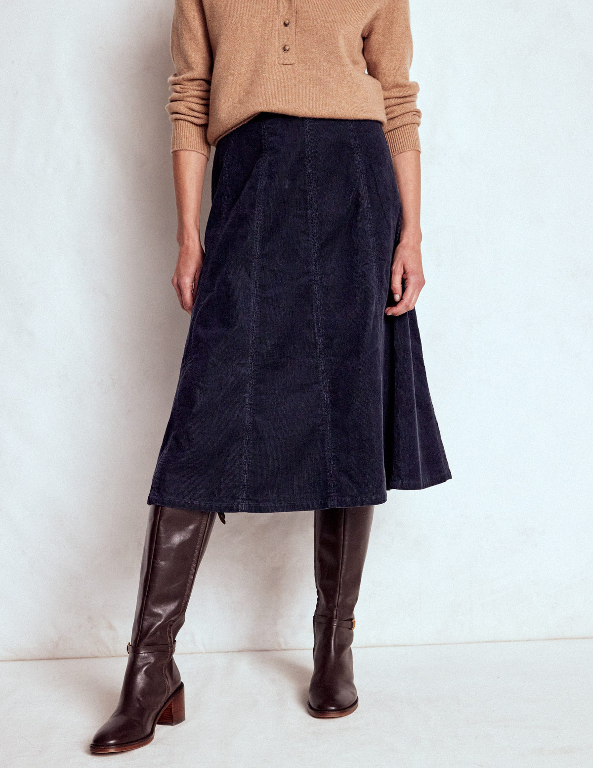Joy Cord Midi Skirt-Navy - Image 4