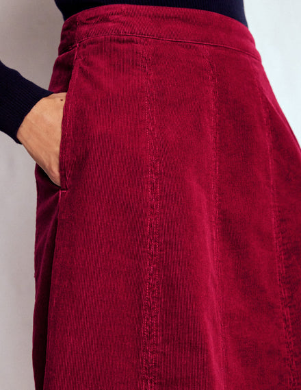 Joy Cord Midi Skirt-Burgundy Red