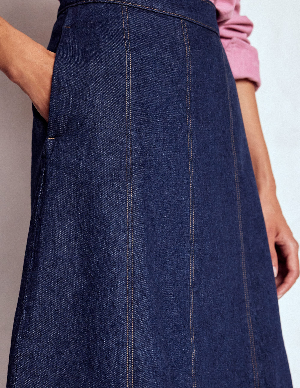 Joy Panelled Denim Skirt-indigo - Image 2