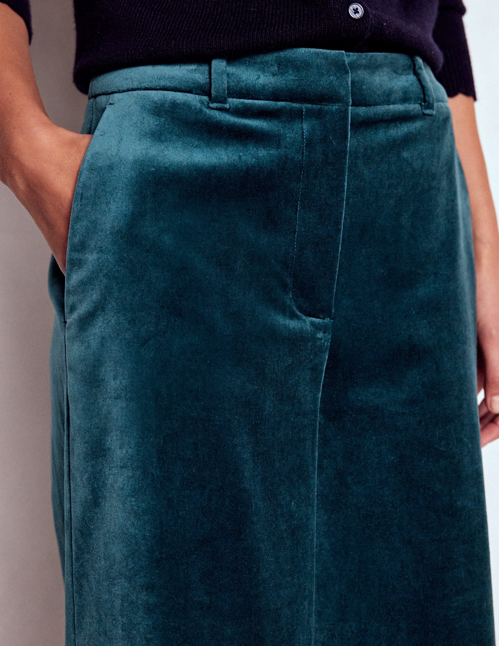Belgravia Velvet Trousers-Midnight Teal - Image 2