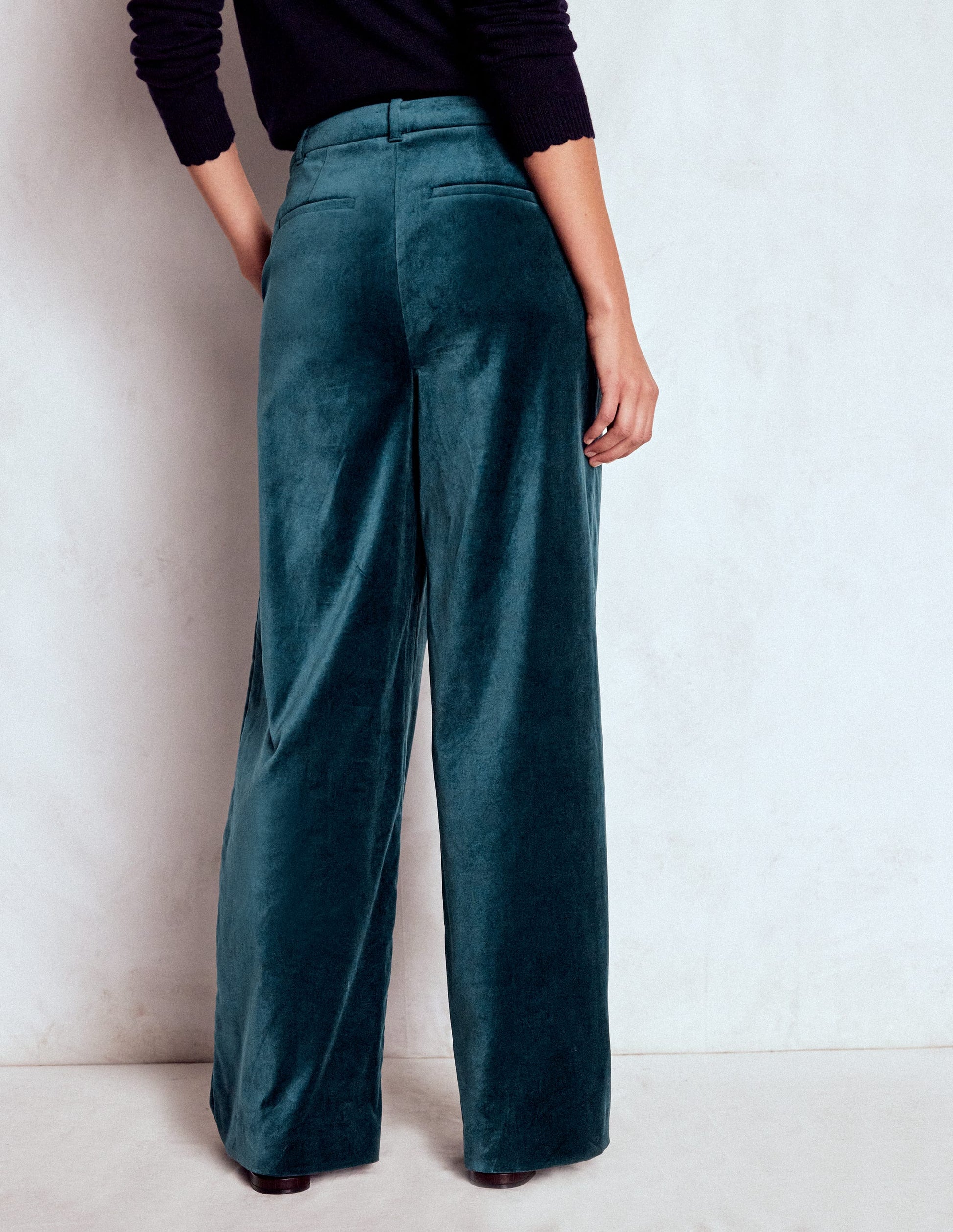 Belgravia Velvet Trousers-Midnight Teal-3