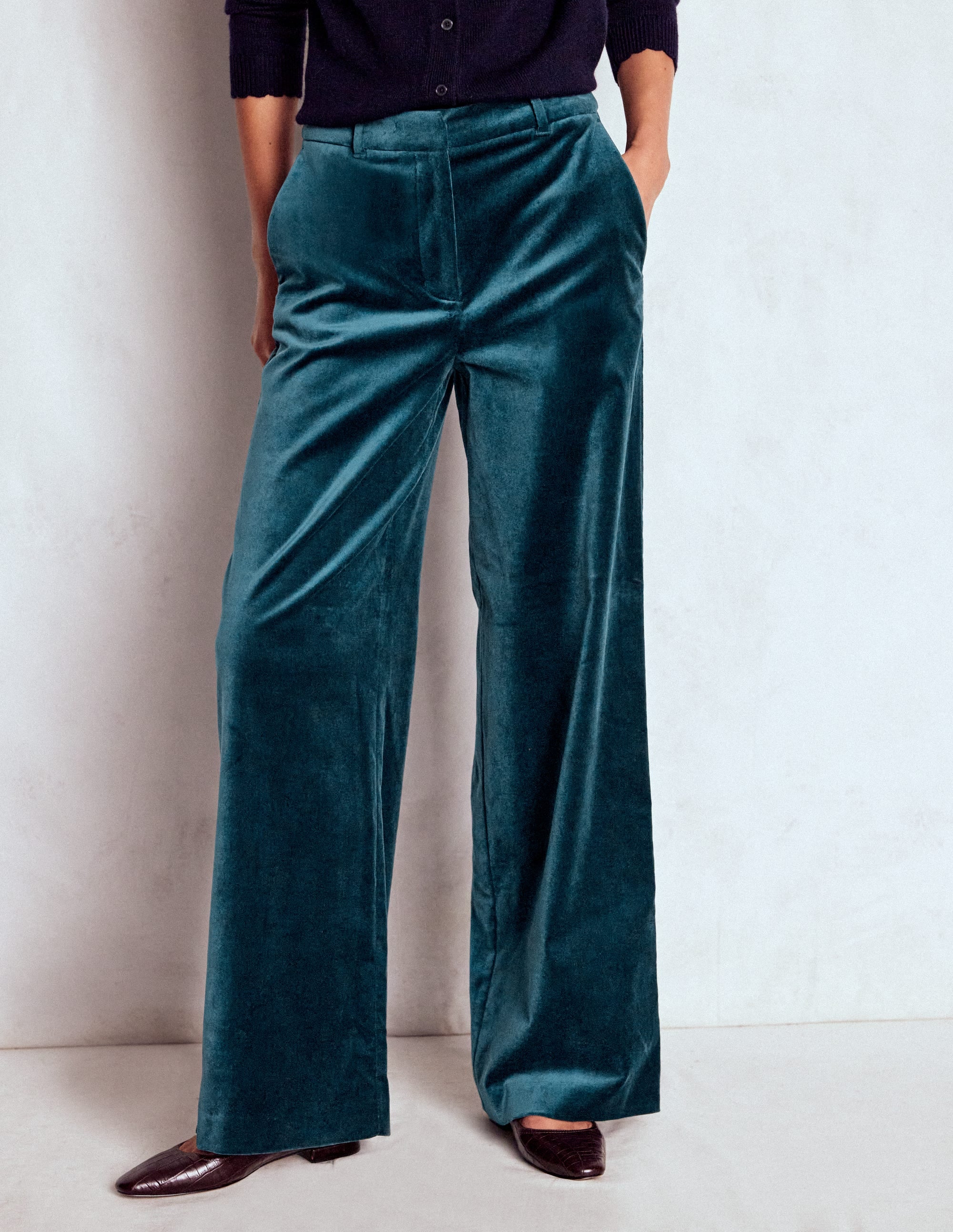 Belgravia Velvet Trousers-Midnight Teal - Image 5