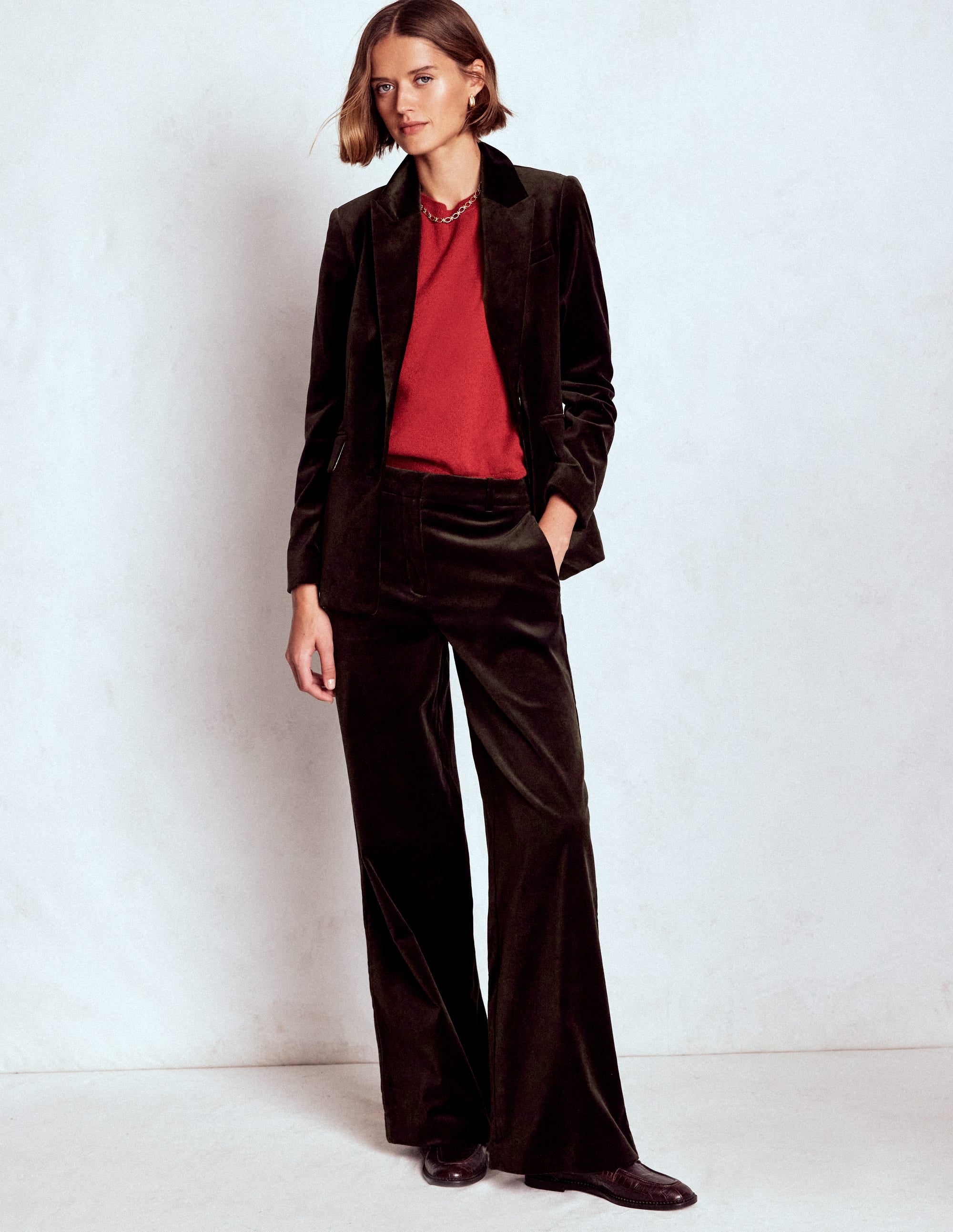 Belgravia Velvet Trousers-Espresso - Image 1