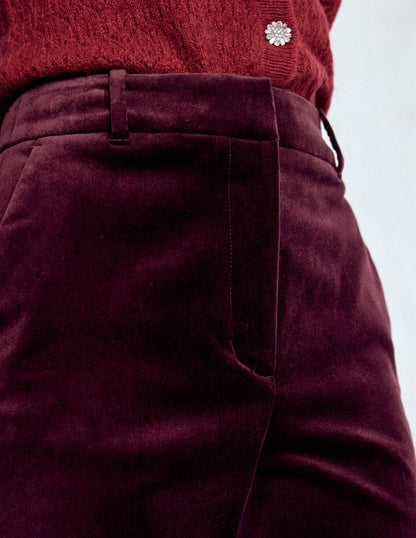 Canonbury Velvet Trousers-Dark Cherry-2