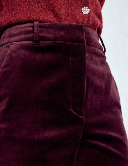 Canonbury Velvet Trousers-Dark Cherry