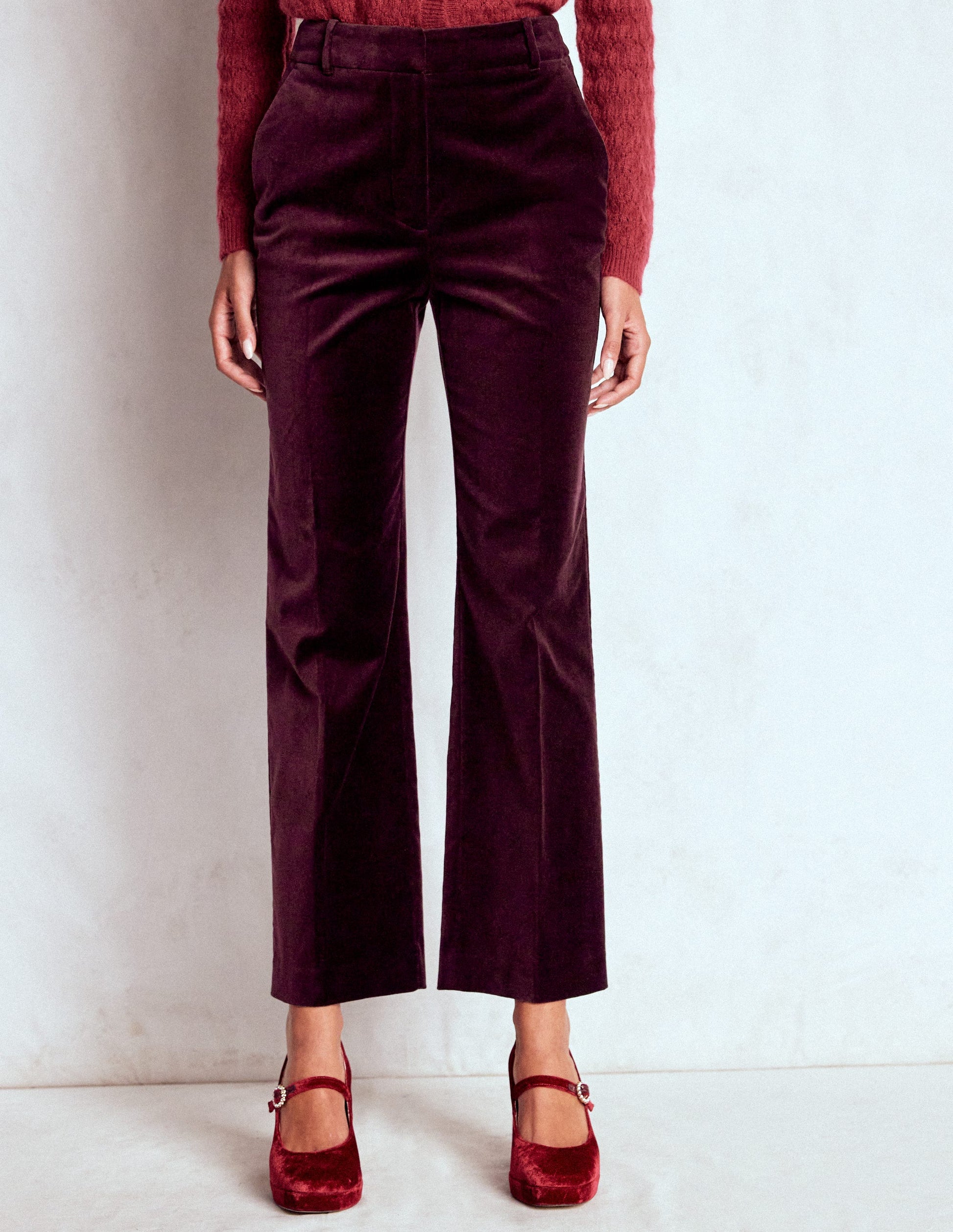 Canonbury Velvet Trousers-Dark Cherry-5