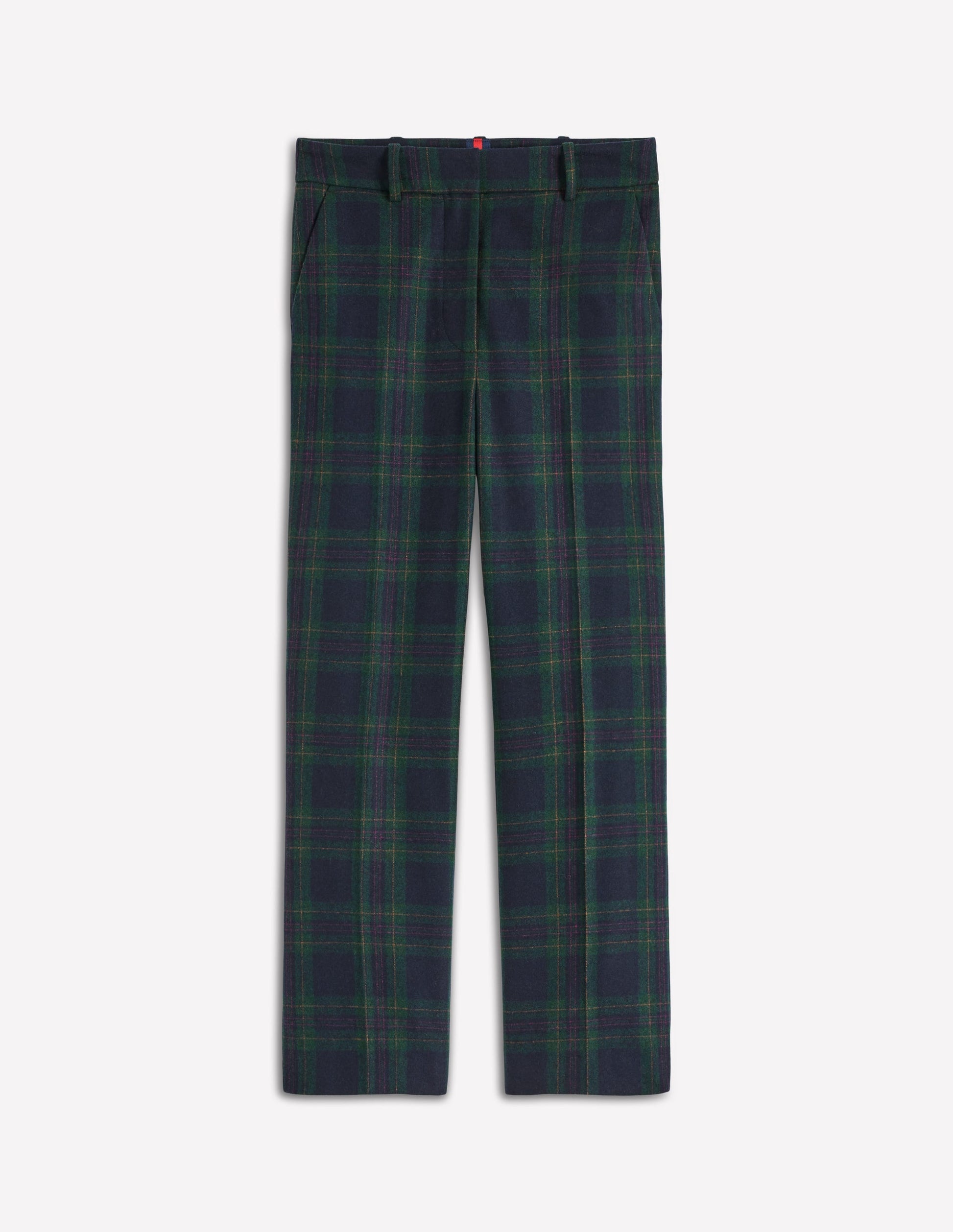 Canonbury Wool Trousers-Navy and Green Tonal Check-7