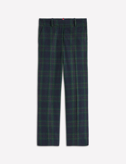 Canonbury Wool Trousers-Navy and Green Tonal Check-7