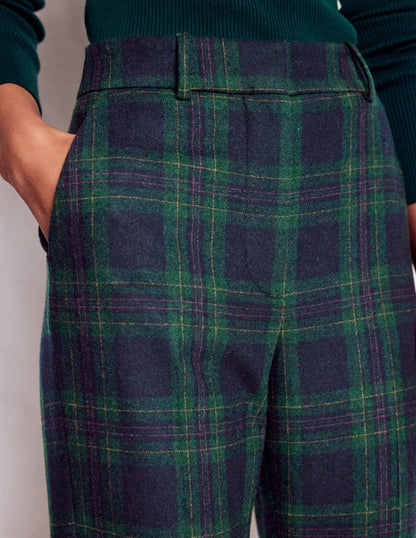 Canonbury Wool Trousers-Navy and Green Tonal Check-3