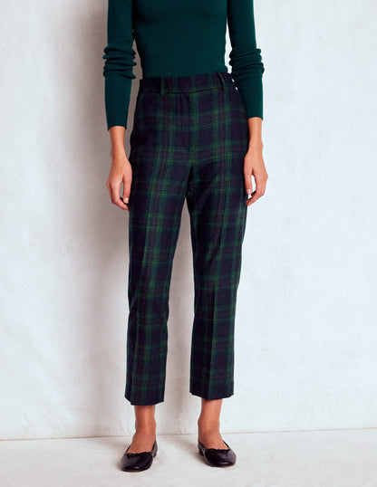 Canonbury Wool Trousers-Navy and Green Tonal Check-5