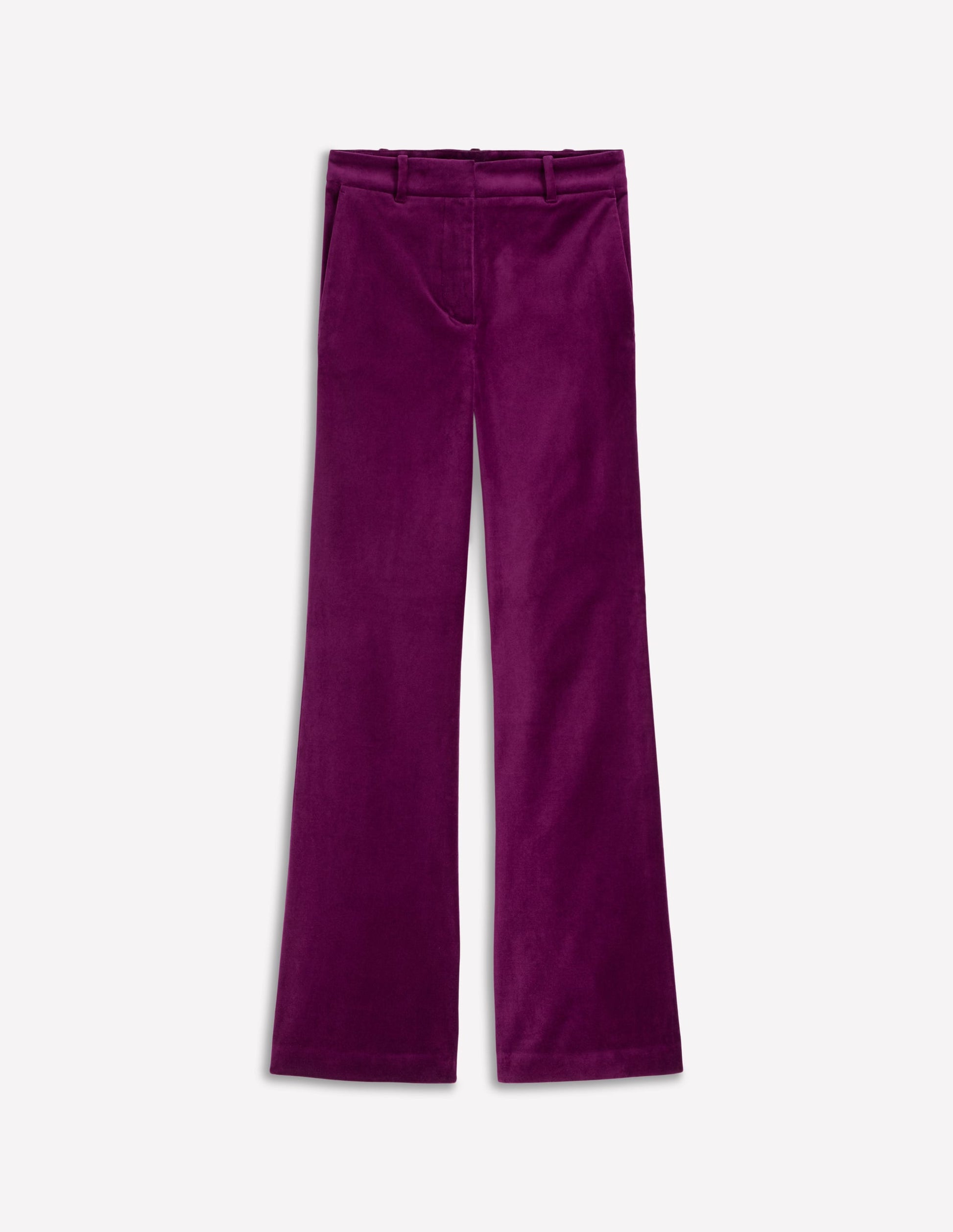 Fitted Velvet Flare Trousers-Plum Jam-6
