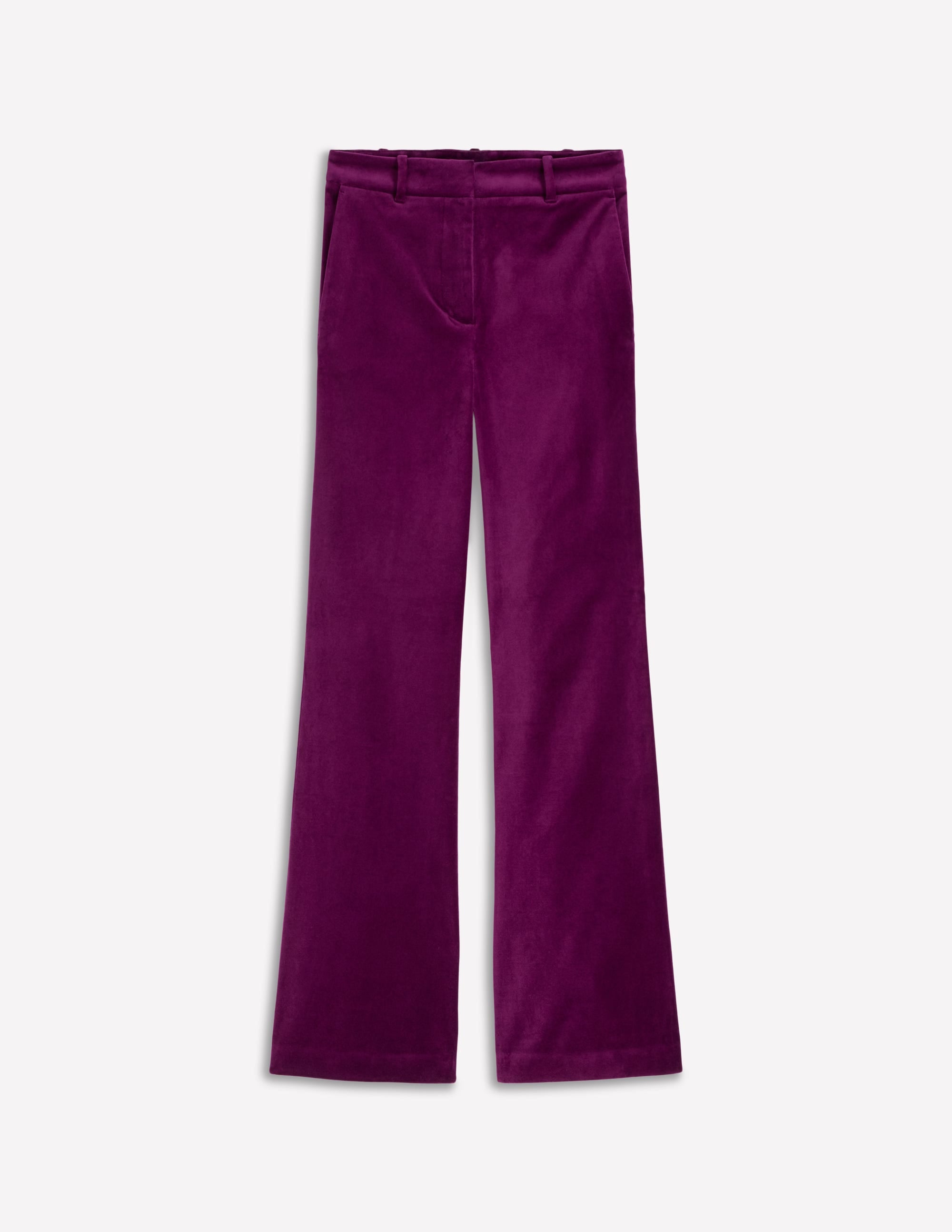 Fitted Velvet Flare Trousers-Plum Jam - Image 6