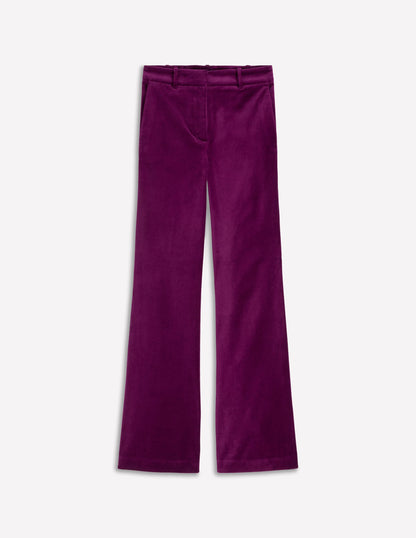 Fitted Velvet Flare Trousers-Plum Jam-6