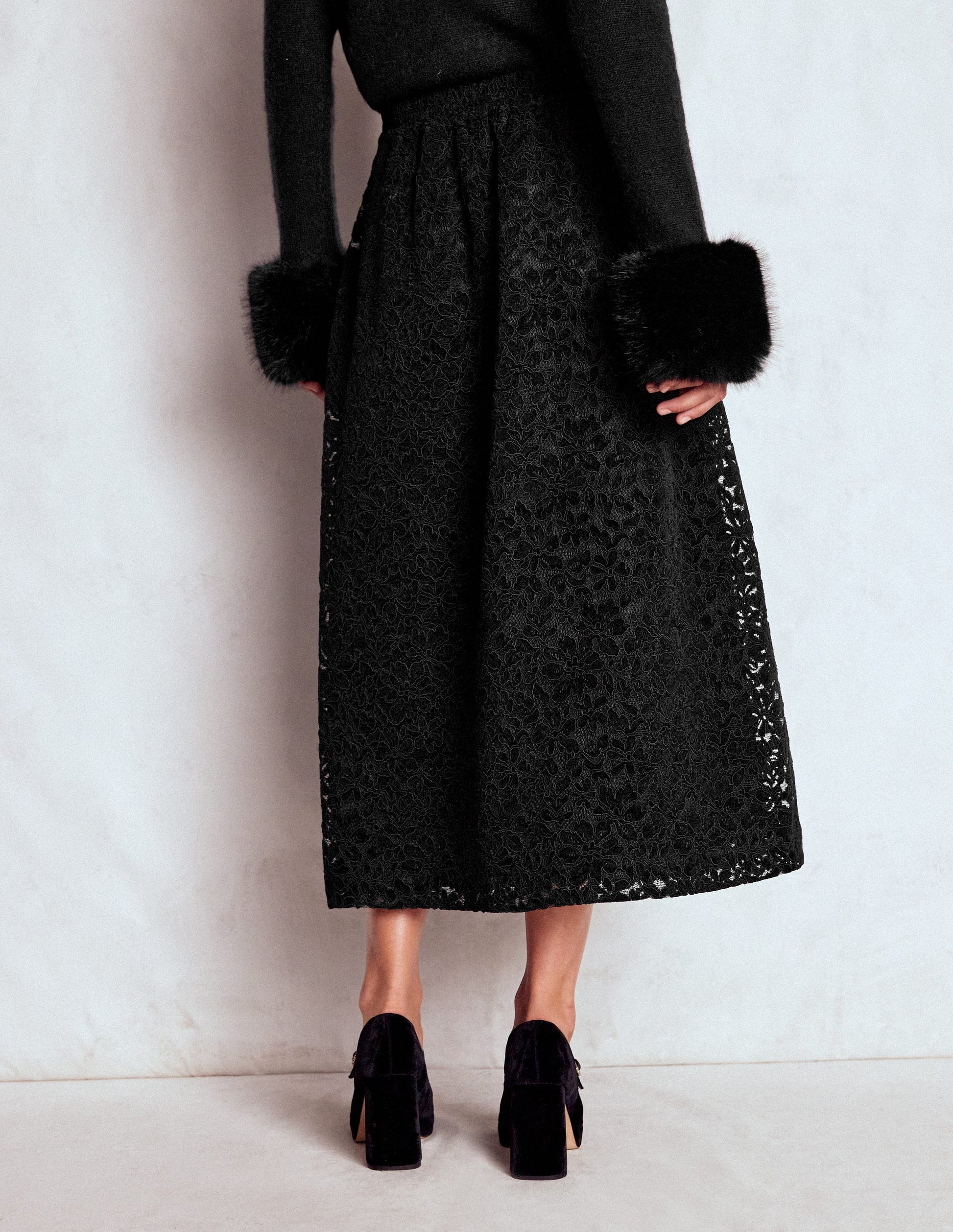 Verity Lace Midi Skirt-Black Lace-4
