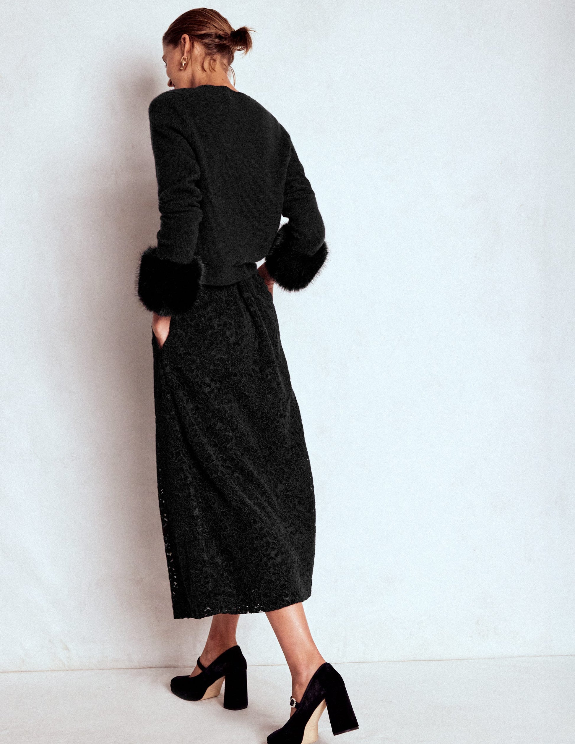 Verity Lace Midi Skirt-Black Lace-5
