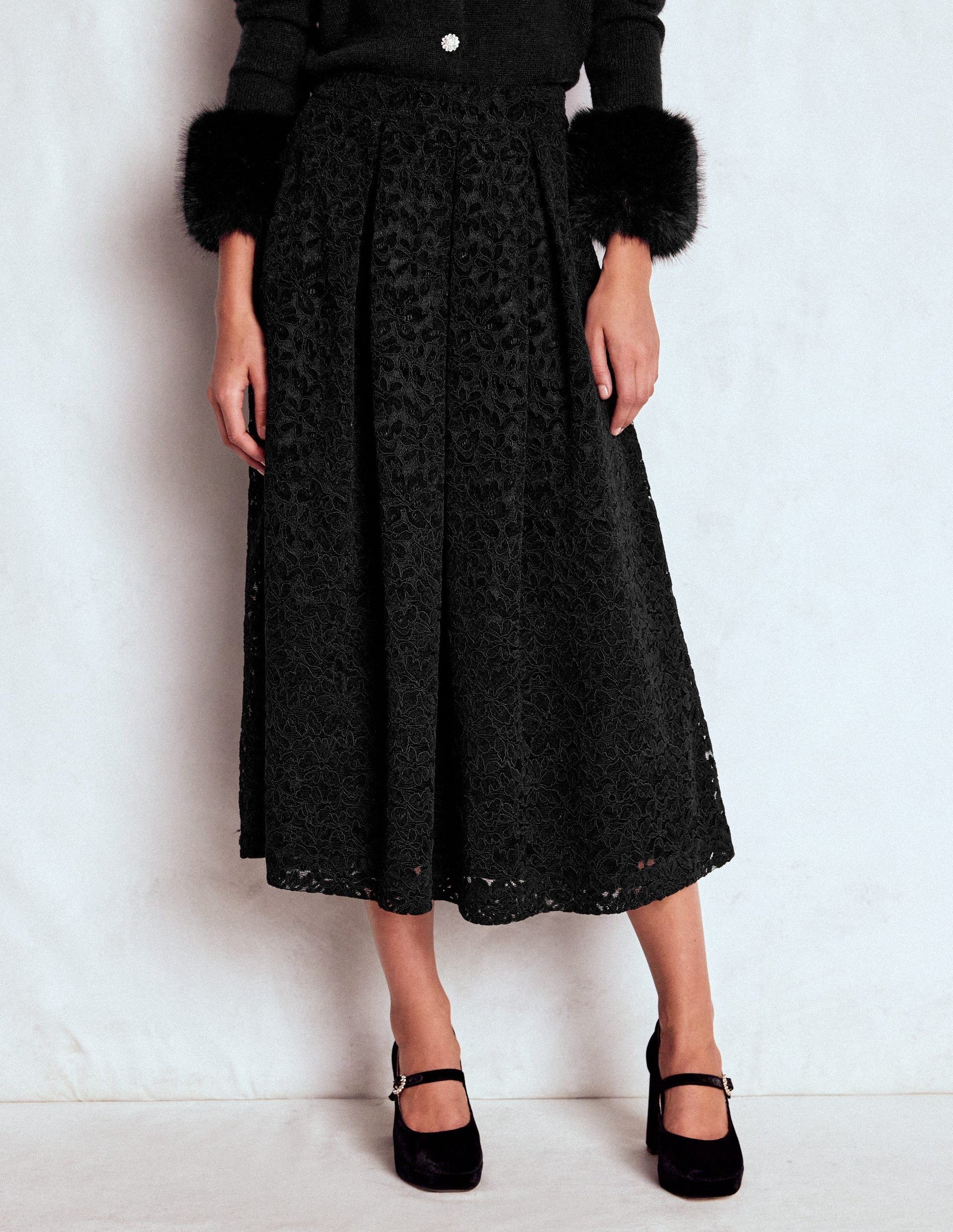 Verity Lace Midi Skirt-Black Lace-6